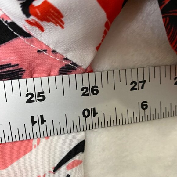 Han Ton Hawaiian Shirt Men Size XL Button Front Cotton Blend Palm Trees Red FLAW - Picture 8 of 10